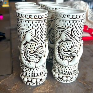 4 tiki/hurricane glasses from the Rum Haven brand. Perfect for entertaining